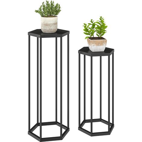 2er-Set Pflanzständer für Innen- und Außenbereich, Hexagonale Metall-Blumentopfhalter für Garten, Terrasse, Balkon