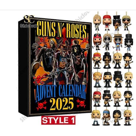Nouvelle boîte surprise de Noël Guns N' Roses, décoration de sapin de Noël, pendentif en acrylique (1/5)