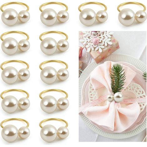 Ronds de serviette, lot de 12, décorations de table en perles (1/5)