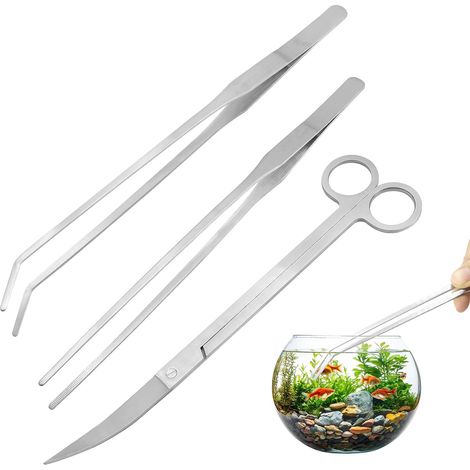 Kit Outils Aquarium, Pince Droite Pince Courbe Ciseaux Nettoyage Terrarium (1/5)