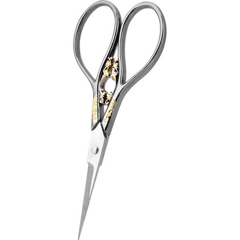 1 paire de ciseaux de couture professionnels en acier inoxydable, accessoire DIY pour tissu, design noir et doré (1/5)