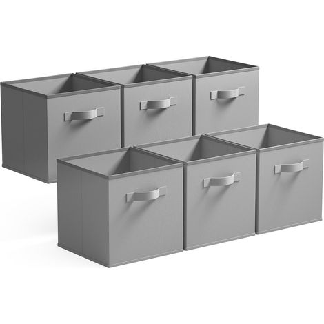 Lot de 6 Caisse de rangement, Cube pliable 27x27 cm, Tissu non tissé avec poignées renforcées, pour étagère Kallax, Salon Chambre Bureau