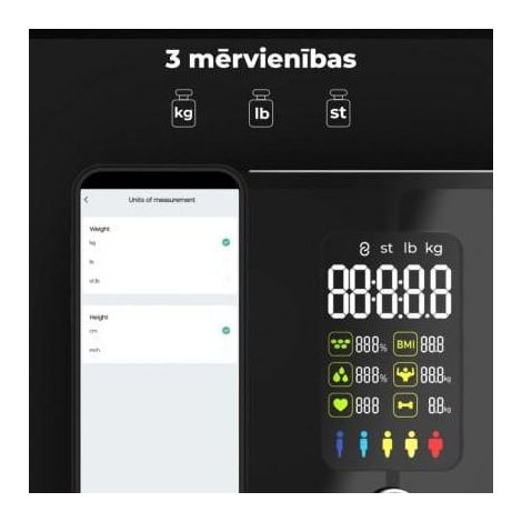 AENO Smart Body Waage BS2S, 16 Körpermaße, bis 180kg, farbiges Display (1/3)