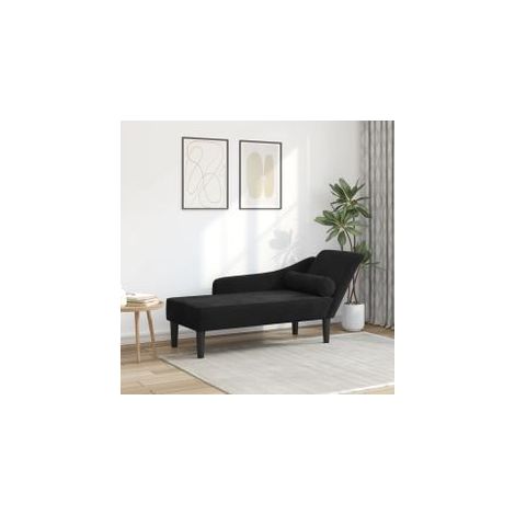 Chaise longue avec coussins noir velours (1/5)