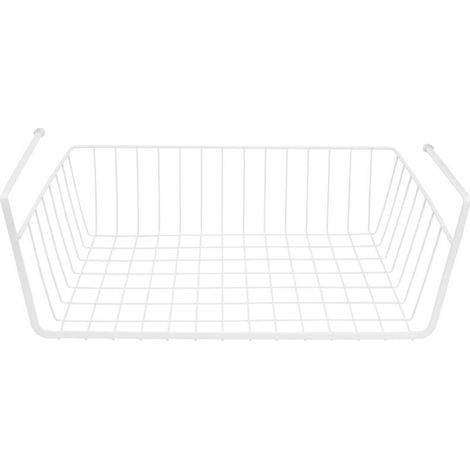 Panier en fil métallique sous étagère, panier de rangement suspendu, panier multifonctionnel entièrement métallique sous étagère, panier de rangement coulissant pour cuisine (grand blanc).