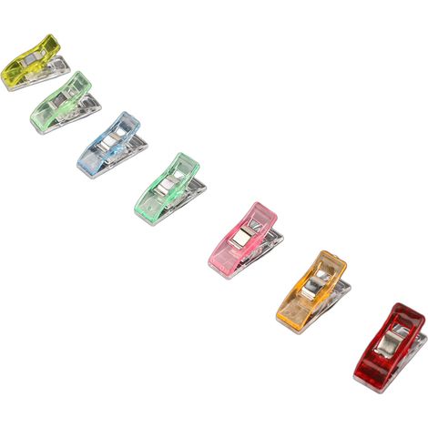 Lot de 100 pinces à couture polyvalentes en plastique, fixation solide pour le quilting et la reliure, couleurs aléatoires. (1/5)
