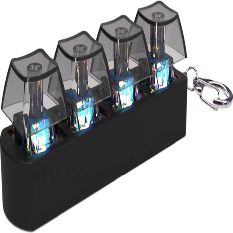 Fidget Toy Clavier - 4 Touches Mécaniques avec LED - Testeur de Switchs - Porte-Clés Intégré - Pour Bureau et Maison - 1 Pièce