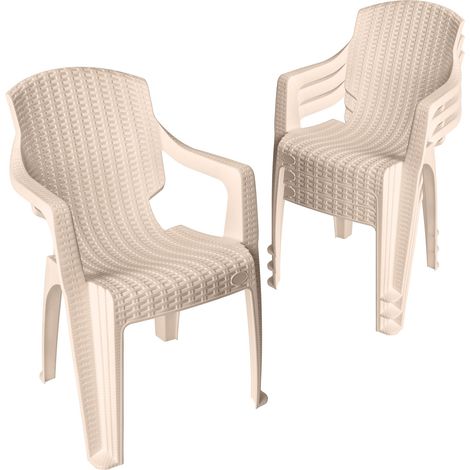 Garronda Lot de 4 Chaises de Jardin Extérieur Empilables Beige GD-0254 (1/5)