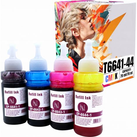 Tinta Inkdigo T6641-T6644 compatible con Epson EcoTank ET2550 ITSL3050 L100. Certificación TÜV. (1/5)