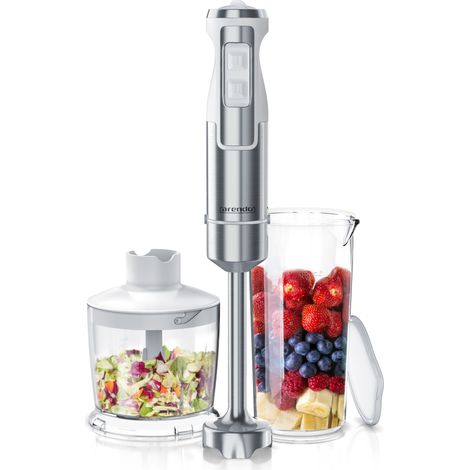 Arendo Edelstahl Stabmixer Set - vierflügeliges Messer - Pürierstab - Variabler Geschwindigkeitsregler + Turbotaste