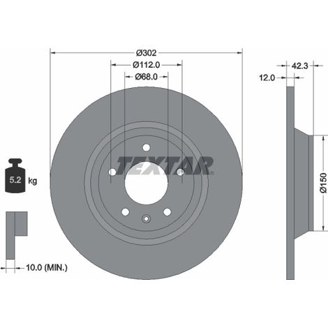 Lot de 2 Disques de frein Textar 92159503 AUDI 4F0615601G