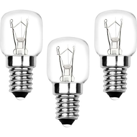 Lot de 3 Four Ampoules, E14 25W Lampe de Sel Résistante à 300 °C Blanc Chaud 2700K AC 220–240V T22 Petite vis Edison Ampoule pour Four Micro-ondes Lampe à Sel Hotte Réfrigérateur Sauna