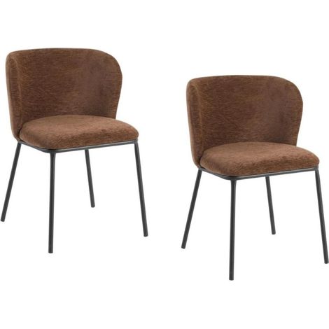 Set di 2 sedie PAVIA marrone – Seduta imbottita, schienale arrotondato e gambe sottili nere (1/5)