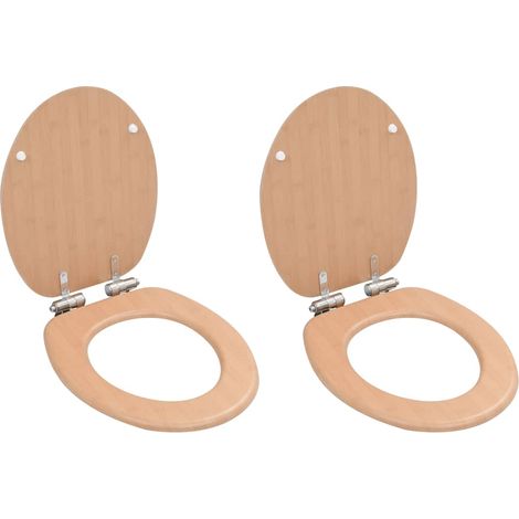 Toilettensitze 2 Stk. mit Soft-Close-Deckel MDF Bambus-Design