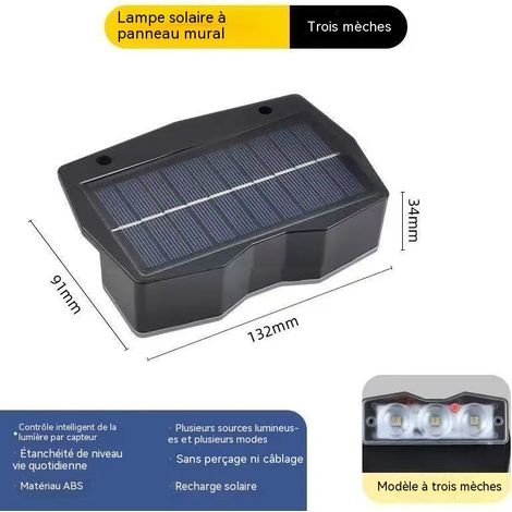 Lampe murale solaire extérieure, spot de façade double émission lumineuse, pour jardin et terrasse