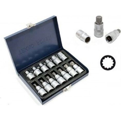 Set 13PZ BUSSOLE AD INSERTO XZN - Bussola millerighe - attacco 1/2 - kit chiavi