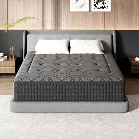 Matelas 180 x 200 x 25 cm DEWINNER, Mousse à Mémoire de Forme Epaisseur 25 cm, Rembourrage très doux, Ressorts individuels, Absorbant l'humidité, Respirant, Hypoallergénique et antibactérien