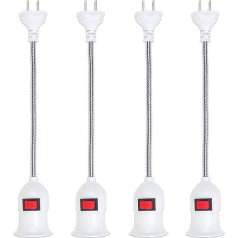 pièces Flexible E27 Vis avec tuyau, tête de lumière douille pliable, extension de prise de lumière avec interrupteur marche convertisseur de support d’ampoule pour bureau à domicile (1/3)
