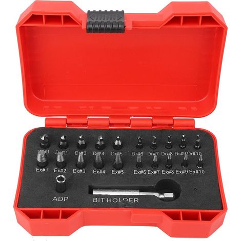 Extracteur de Vis Cassées 22 Pièces, Foret Hélicoïdal en Acier Rapide HSS, Filetage Gauche, Kit Outils Quincaillerie Durable pour Extraction de Boulons et Vis Abîmés (1/5)