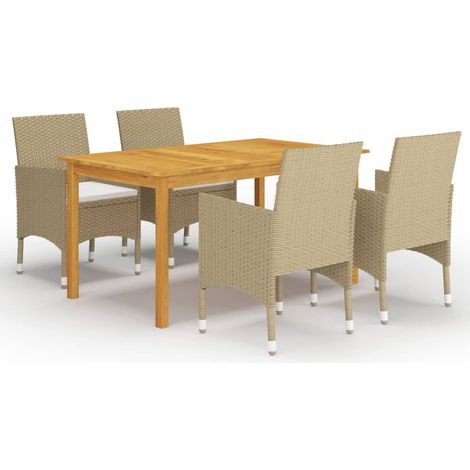 Ensemble Table et Chaise de Jardin Salon de jardin 5 pcs Beige 23241 (1/5)