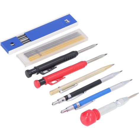 Kit de marquage pour charpentier, porte-mine solide avec recharge, marqueur en carbure à perforation centrale (1/5)