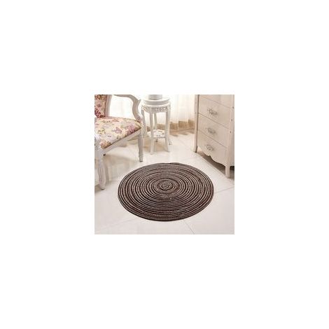 Tapis rond tressé à la main couleur café, 40 x 40 cm – Pour salon, chambre, salle de bain, chambre d'enfant, style naturel– (1/4)