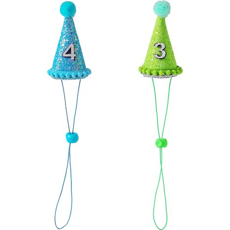 Chapeau d'anniversaire pour animal de compagnie, chapeau d'anniversaire pour chien avec chiffres, déguisement pour animal de compagnie, lot de 2 (1/5)