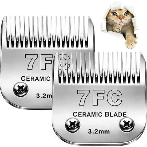 Lot de 2 lames 7F de rechange pour tondeuses pour chiens, compatibles avec les tondeuses (longueur de coupe 1/8" (3,2 mm)), compatibles avec les tondeuses A5 et de la série KM (1/5)