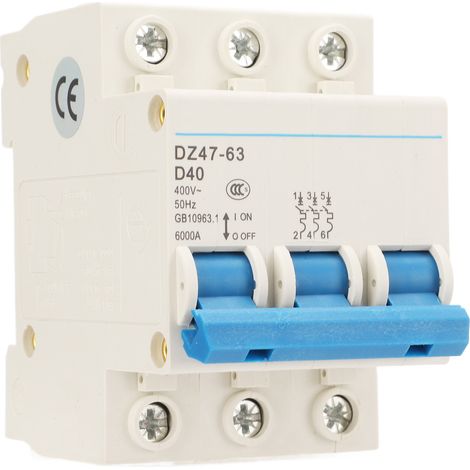 Disjoncteur 3P 40A 400V, Montage Rail DIN, Pouvoir de Coupure 6000A, Protection Électrique pour Maison et Bureau (1/5)