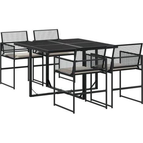 Maison Exclusive - 5-tlg. Garten-Essgruppe mit Kissen Schwarz Pol