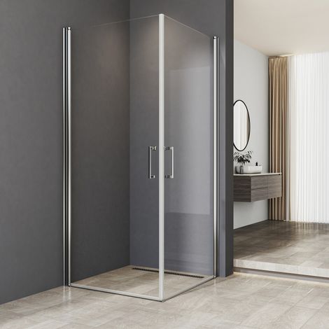 WDWRITTI Duschkabine 75x75x195 cm Eckeinstieg Pendeltür Duschkabine Schwingtür Eckeinstieg Duschwand Duschabtrennung mit 6mm Nano ESG-Sicherheitsglas (1/5)