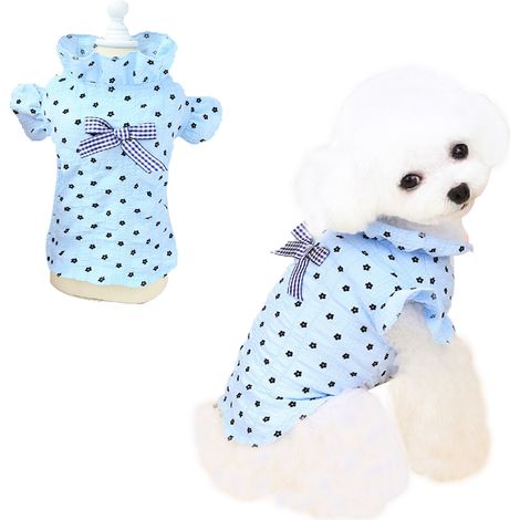 Chemise Pour Chien Et Chat - Coton Respirant Avec Boutons - Vêtement Petit Animal De Compagnie - Motif Floral - Taille S À Xl (1/5)