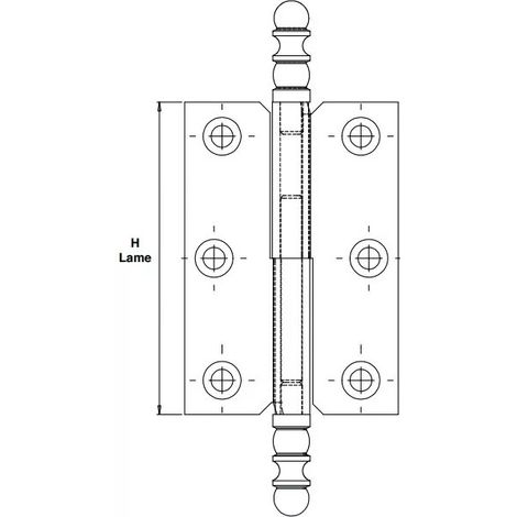 Paumelle à vase N°4 acier cémenté patiné argent Bouvet - Droite