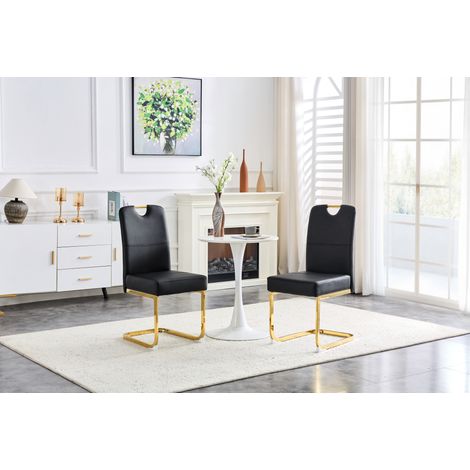 chaise salle manger PU noire ergonomique dossier HAVRYA (1/5)
