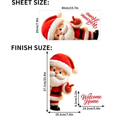 Sticker mural personnalisé Père Noël de dessin animé « Bienvenue à la maison » - JT5275 (2040cm) -