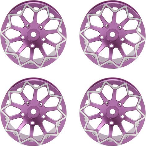 4 Roues Jantes RC CNC Aluminium Alliage 52mm Diamètre Moyeu pour Voiture de Course Drift 1/10 Route Violet (1/5)
