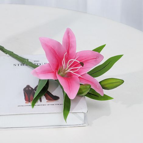 8 Fleurs Lys Artificiels Real Touch Lily de Pâques Printemps pour Mariage Maison Déco Pâques Plantes Fausses Lys Tigre en Plastique (Rose, 8 Pièces) (1/5)