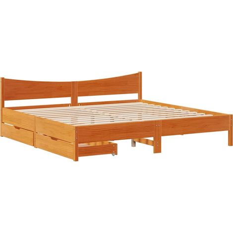 Maison Exclusive - Giroletto con Cassetti Marrone Cera 180x200 Legno Massello Pino