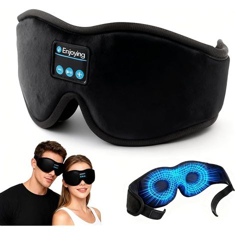 Masque de Sommeil Bluetooth avec écouteurs Bluetooth V5.0, 3D Masque de Nuit femme et Homme, Matériau respirant,10 h de temps de jeu pour les voyages, le sommeil, le yoga et la méditation (1/5)
