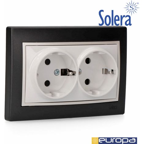 Fester bipolarer Sockel doppelt 2P+T 16A schwarz E3/42938 Platte