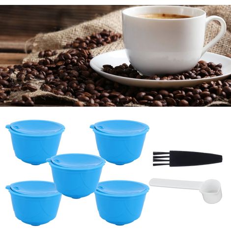 DOLCE GUSTO Kaffeemaschinen-Zubehörset: wiederbefüllbare Kaffeekapseln, Filter, Tasse (blau, 5 Kapseln, 1 Löffel, 1 Reinigungsbürste) (1/5)