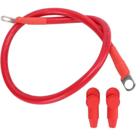 Câble de mise à la terre pour batterie de démarrage automobile 4AWG, ignifugé, 60 cm, avec 2 extrémités en R et gaine en silicone souple (1/5)