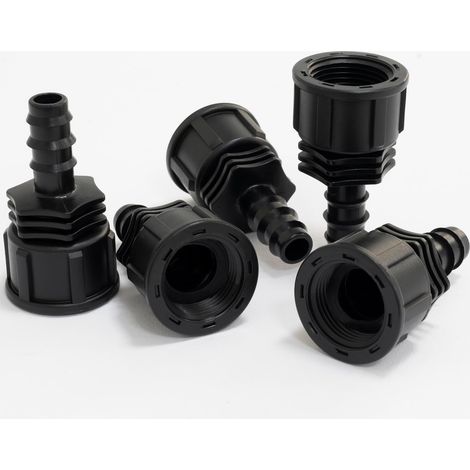 CCYKXA Packung mit 5 Schlauchtüllen (Innengewinde, Ø 16 mm x 3/4 Zoll) mit Überwurfmutter für Ø 16 mm Tropfschläuche – Verbindungsstück für Bewässerungssysteme (1/5)