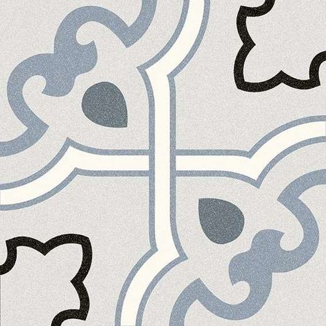 Carrelage sol / mur effet ciment motif fleur 20x20 cm ALAMEDA BUCARELI CIELO (vendu par boite de 1m2) (1/2)