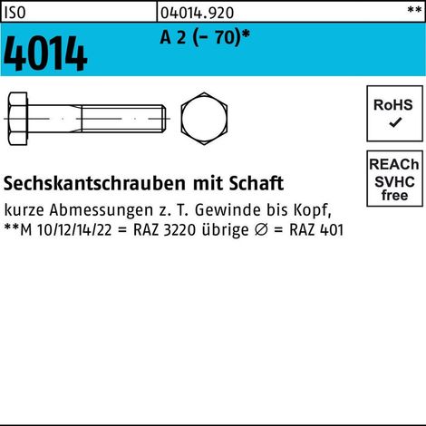Sechskantschraube ISO 4014 m.Schaft M 5 x 30A 2 (- 70) 100 Stück (1/2)