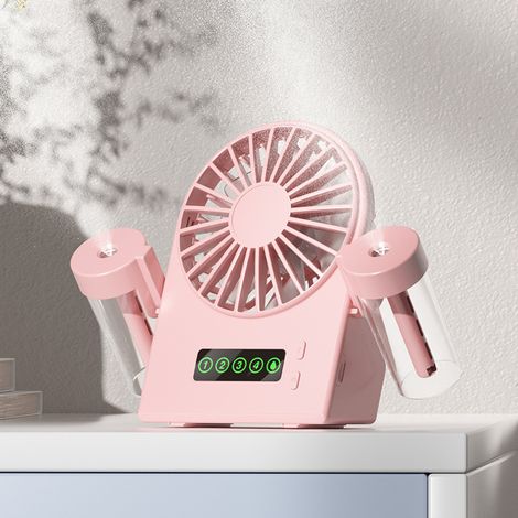 Nebelventilator mit zwei Luftbefeuchtern, 36 dB(A) bis 45 dB(A) (im Lieferumfang enthalten), ideal für Zuhause und Büro – rosa (1/2)