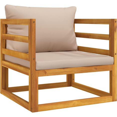 Maison Exclusive - Poltrona da Giardino con Cuscini Tortora Legno Massello Acacia