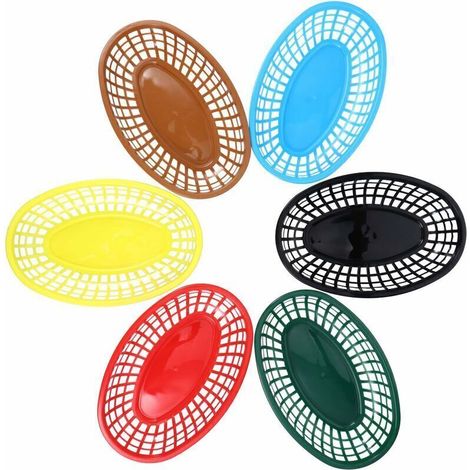 Lot de 6 corbeilles de Service réutilisables en Plastique de Forme Ovale pour Frites, Barbecue, PiqueNique, Barbecue, Sandwiches (1/5)