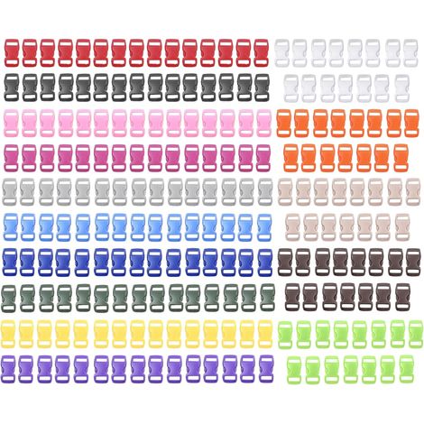 225PCS Latérale en Plastique Mini Boucles,3/8 Pouce Boucles Réglables Couleur 10mm Latérales en Plastique Enfichables pour Paracord Bracelets,Collier de Chien Sangle,Sangles de Sac à Dos (1/5)