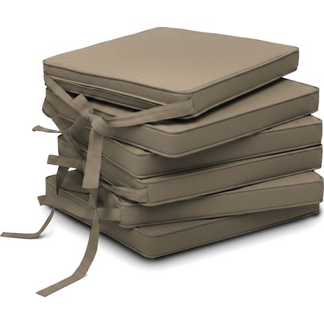 Lot de 6 coussins de chaise Loft SK, couleur taupe, 45 x 40 x 5 cm (1/5)
